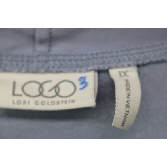 LOGO by Lori Goldstein Sleeveless Gray Silky Open Front Overlay-1X-Boho-Pockets - Picture 10 of 14